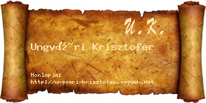 Ungvári Krisztofer névjegykártya
